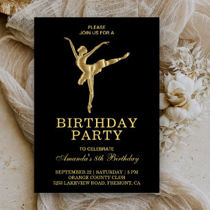 Invitation Fête d'anniversaire de Fausse Fille de Ballet en O