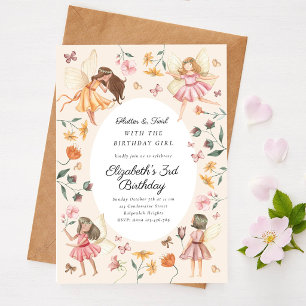 Invitation Fête d'anniversaire de fée florale de jardin magiq