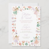 Invitation Fête d'anniversaire de fée Flutter et Twirl pour f (Devant)