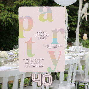 Invitation Fête d'anniversaire de femme à dégradé Rétro