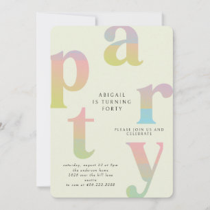 Invitation Fête d'anniversaire de femme à dégradé Rétro II