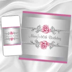 Invitation Fête d'anniversaire de femme aux roses roses