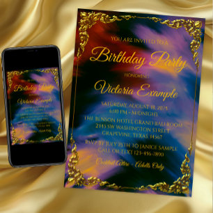 Invitation Fête d'anniversaire de femme aux touches de peintu