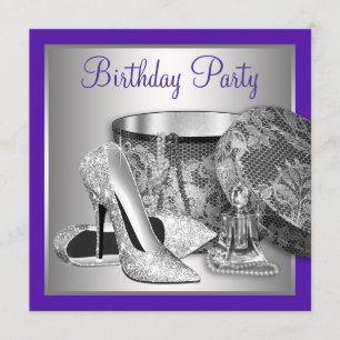 Invitation Fête d'anniversaire de femme avec talons hauts vio