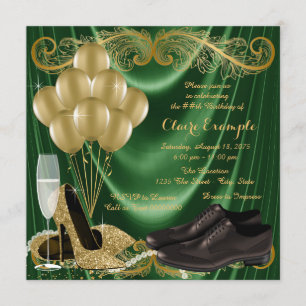 Invitation Fête d'anniversaire de femme chaussure émeraude ve