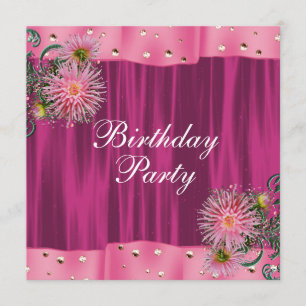 Invitation Fête d'anniversaire de femme Dahlia Rose Chaud