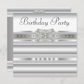 Invitation Fête d'anniversaire de femme Diamant Blanc Pur (Devant / Derrière)