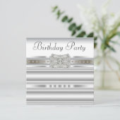 Invitation Fête d'anniversaire de femme Diamant Blanc Pur (Debout devant)