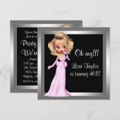 Invitation Fête d'anniversaire de femme Diva amusante (Devant / Derrière)