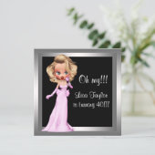 Invitation Fête d'anniversaire de femme Diva amusante (Debout devant)