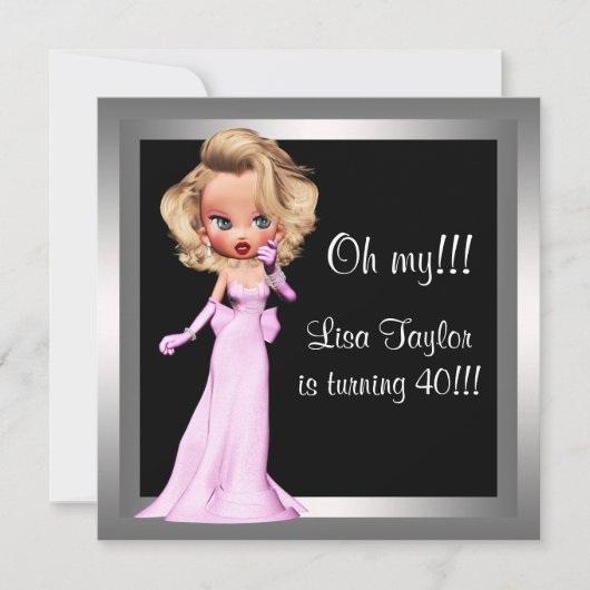 Invitation Fête d'anniversaire de femme Diva amusante (Devant)