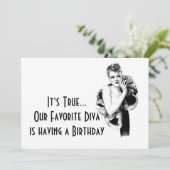 Invitation Fête d'anniversaire de femme diva rétro (Debout devant)