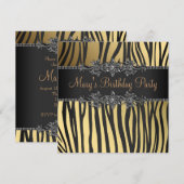 Invitation Fête d'anniversaire de femme en or noir (Devant / Derrière)