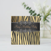 Invitation Fête d'anniversaire de femme en or noir (Debout devant)