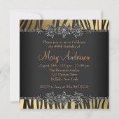 Invitation Fête d'anniversaire de femme en or noir (Dos)