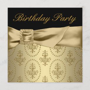 Invitation Fête d'anniversaire de femme en or noir