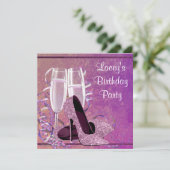 Invitation Fête d'anniversaire de femme en talons hauts Champ (Debout devant)