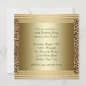 Invitation Fête d'anniversaire de femme Léopard doré (Dos)