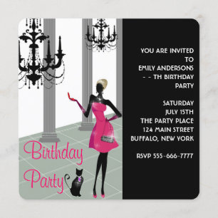 Invitation Fête d'anniversaire de femme ou fille de tout âge