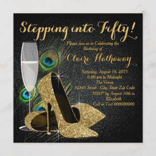 Invitation Fête d'anniversaire de femme Paon