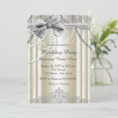 Invitation Fête d'anniversaire de femme perle ivoire (Debout devant)