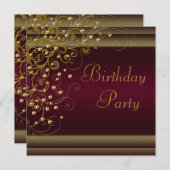 Invitation Fête d'anniversaire de femme Tourbillon de perle d (Devant / Derrière)