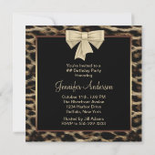 Invitation Fête d'anniversaire de femmes élégante léopard (Dos)
