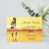 Invitation Fête d'anniversaire de femmes or (Debout devant)