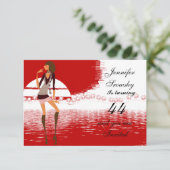 Invitation Fête d'anniversaire de femmes rouge (Debout devant)