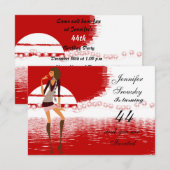 Invitation Fête d'anniversaire de femmes rouge (Devant / Derrière)