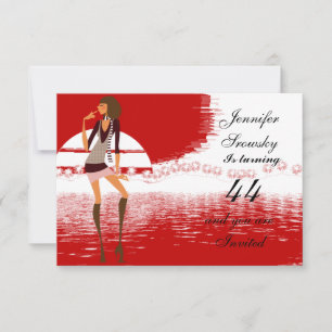 Invitation Fête d'anniversaire de femmes rouge