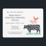 Invitation Fête d'anniversaire de ferme amusante<br><div class="desc">Vache,  cochon,  coq,  animaux de ferme à motifs de coq. Anniversaire ou invitation à la fête.</div>