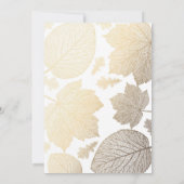 Invitation Fête d'anniversaire de feuilles blanches et dorées (Dos)