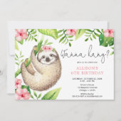 Invitation Fête d'anniversaire de feuilles rose pâle (Devant)