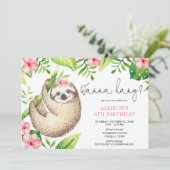 Invitation Fête d'anniversaire de feuilles rose pâle (Debout devant)