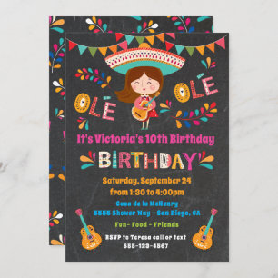 Invitation Fête d'anniversaire de fiesta de Mexcian de fille