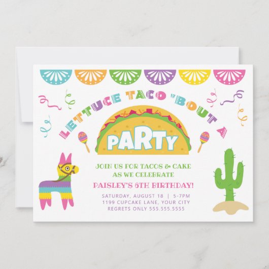 Invitation Fête d'anniversaire de Fiesta Taco (Devant)