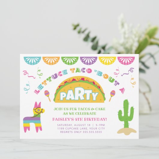 Invitation Fête d'anniversaire de Fiesta Taco (Debout devant)