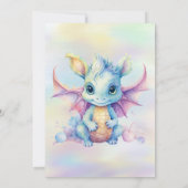 Invitation Fête d'anniversaire de fille au dragon mignon past (Dos)