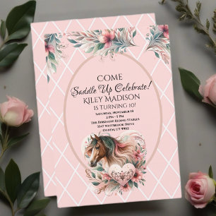 Invitation Fête d'anniversaire de fille aux chevaux 