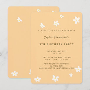 Invitation Fête d'anniversaire de fille aux fleurs de marguer