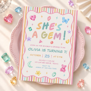 Invitation Fête d'anniversaire de fille aux pierres précieuse