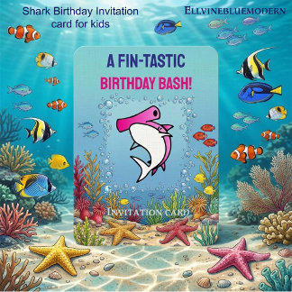 Invitation Fête d'anniversaire de fille avec aileron de requi