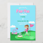 Invitation Fête d'anniversaire de fille chibi au golf Par-Tee (Devant)