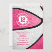 Invitation fête d'anniversaire de fille de basket-ball blanc (Devant)