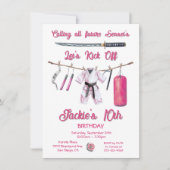 Invitation Fête d'anniversaire de fille de karaté arts martia (Devant)