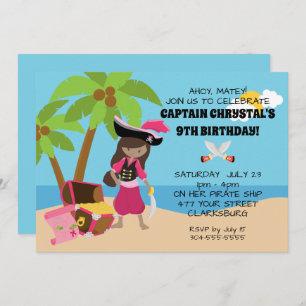 Invitation Fête d'anniversaire de fille de pirate