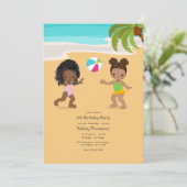 Invitation Fête d'anniversaire de fille de plage d'été (Debout devant)