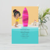 Invitation Fête d'anniversaire de fille de plage d'été (Debout devant)