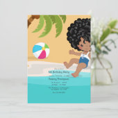 Invitation Fête d'anniversaire de fille de plage d'été (Debout devant)